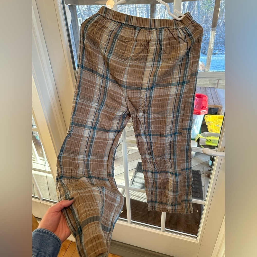 Plaid Brown and Blue Lounge Pants - Picture 2 of 3